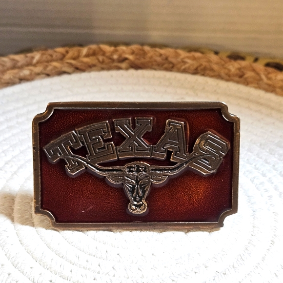 Vintage Koleaco TEXAS Longhorn Limited Edition Belt Buckle U01 Brass Red 1975 US - Picture 2 of 9